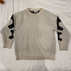 Aelfric Eden off white sweater with black skeleton design